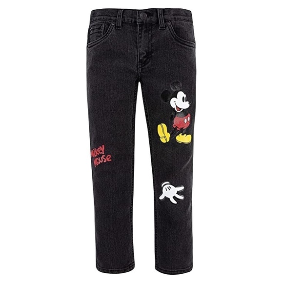 Levi’s Mickey Mouse 511 Skinny Jeans Mid Rise Black Antique Faded 14 Reg 27 - Picture 1 of 16